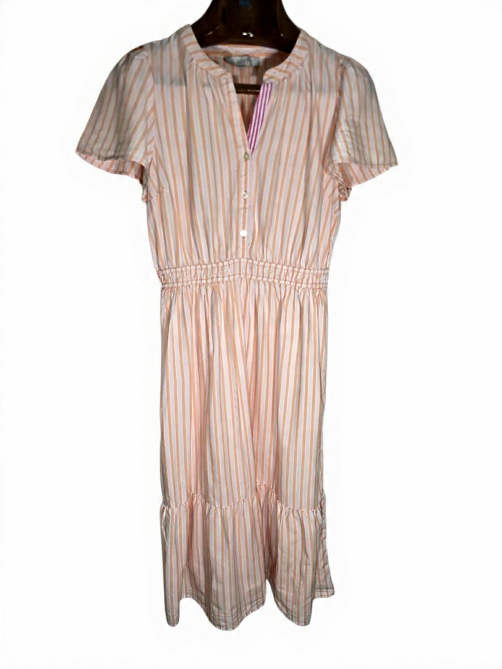 LOFT‎ Peach and White Striped Maxi Dress Cottagecore Coastal Resort